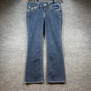 True Religion Jeans Women's 28 (30X28) Blue Denim Straight Leg Flap Pocket READ
